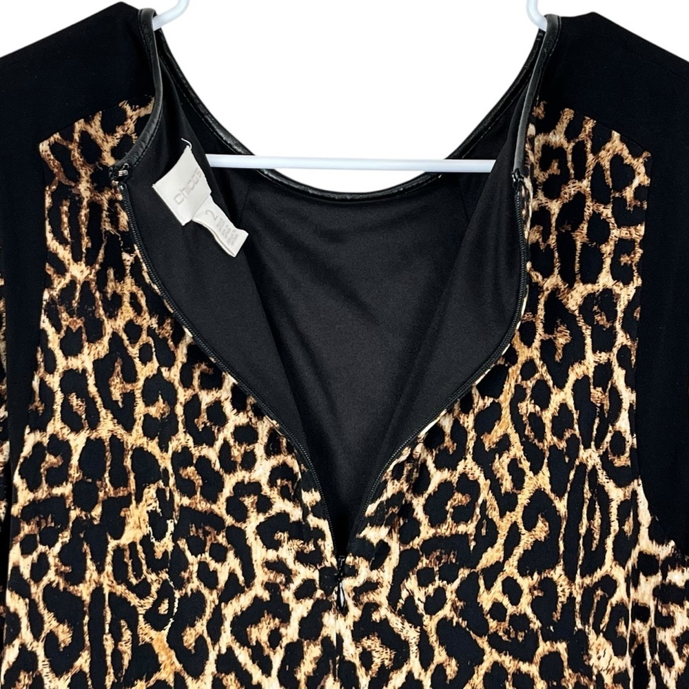 Chico’s Animal Annie Leopard Print Shift Dress Size 2 (US Large 12) - Picture 6 of 11
